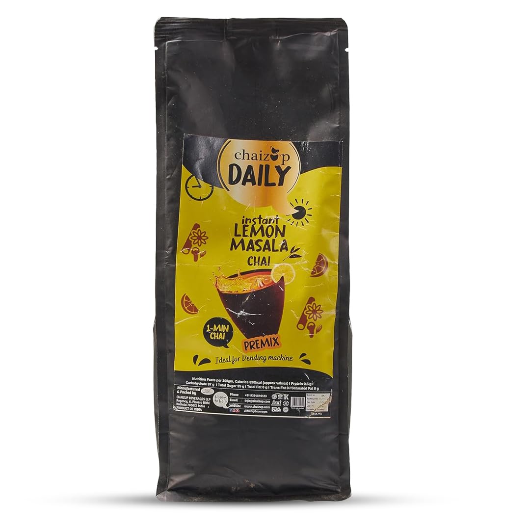 Chaizup Daily 1 Min Instant Lemon Masala Tea Premix - 1kg Poly | Lemon Masala Flavours | Approx. 72 Servings | 1kg