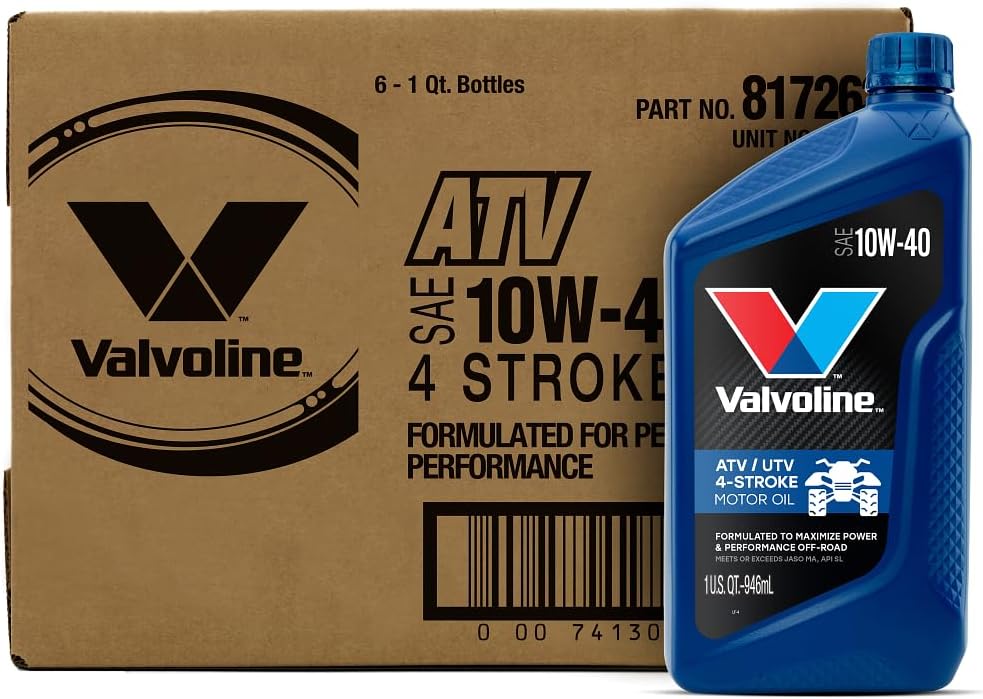 Valvoline 4-Stroke ATV/UTV SAE 10W-40 Motor Oil 1 QT, Case of 6