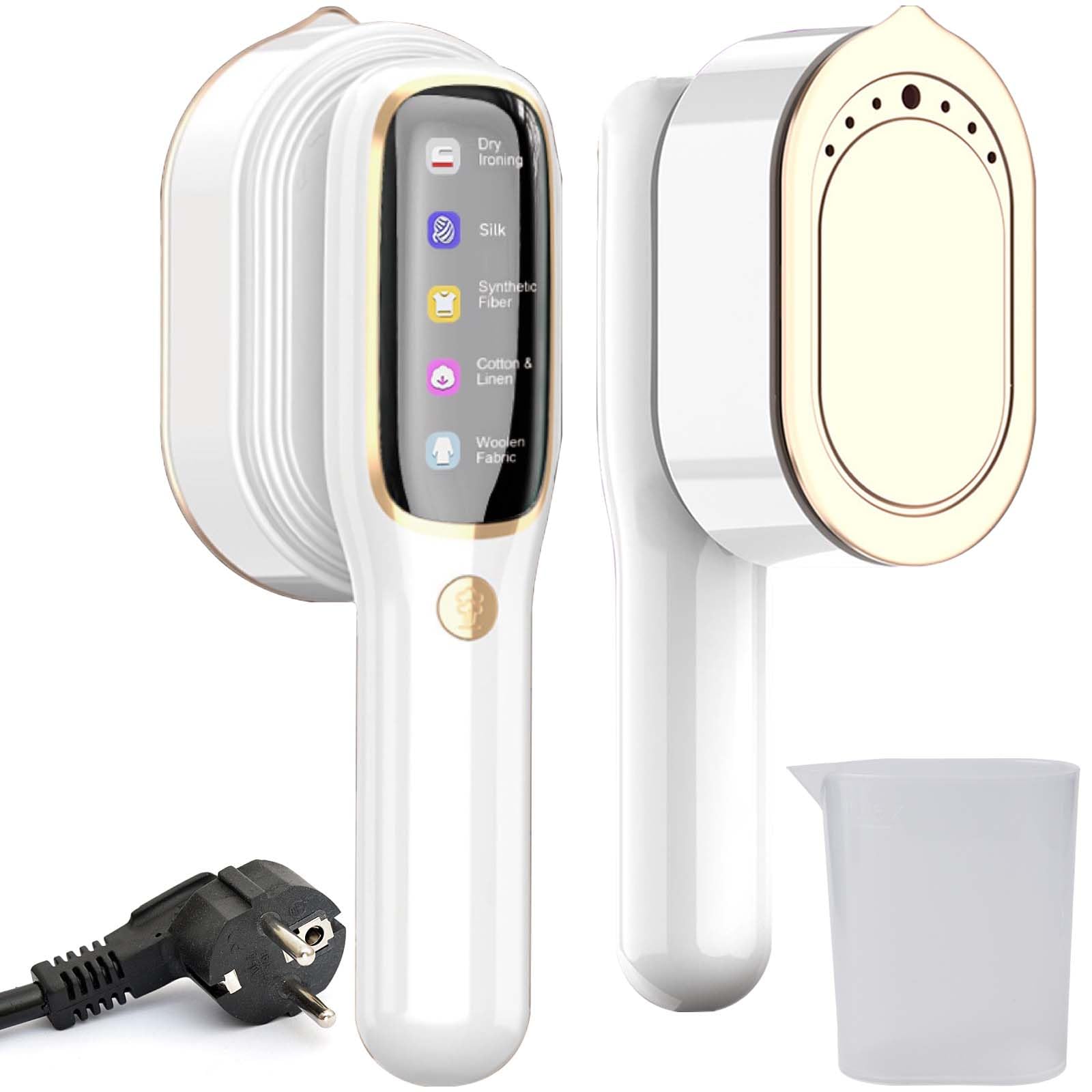 GBKDQQ Parownica parowa, 1000 W, podróżna, 2 w 1, mini żelazko turystyczne (100 – 240 V), przenośne, ręczne żelazko parowe ze zbiornikiem na wodę 100 ml, 5 poziomów pary, żelazko parowe do podróży