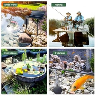 Lewisia 8W Solar Pond Aerator with Built-in 2400mAh Battery Backup, 3 Working Modes, 2 Air Stones, Solar Powered Air Pump for Pond Fish Tank Hydroponics Bubble Oxygenator