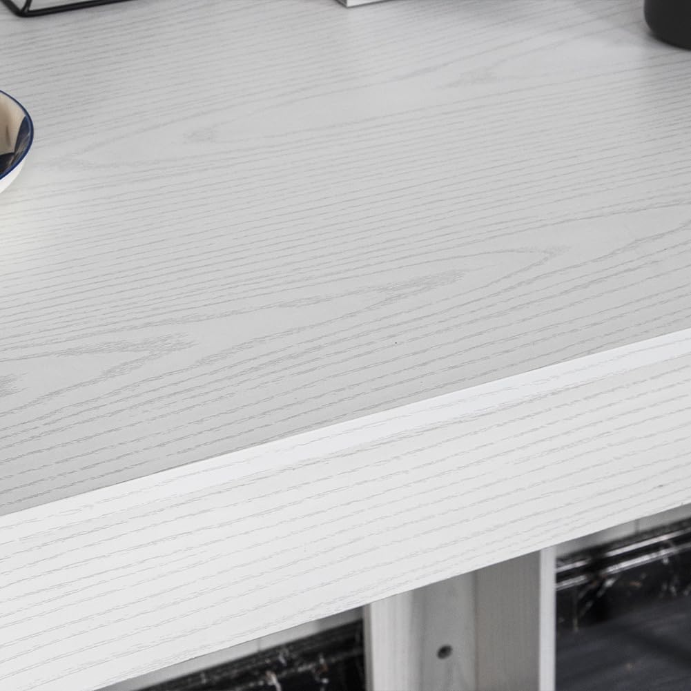 Shally Dogan Tavolo Allungabile Sala da pranzo Bianco da 90 x 60 cm a 120 x 60 cm, Design Moderno, Estensibile Salvaspazio, Ideale per Sala Pranzo, Soggiorno, Cucina, Arredamento (Bianco Frassinato)