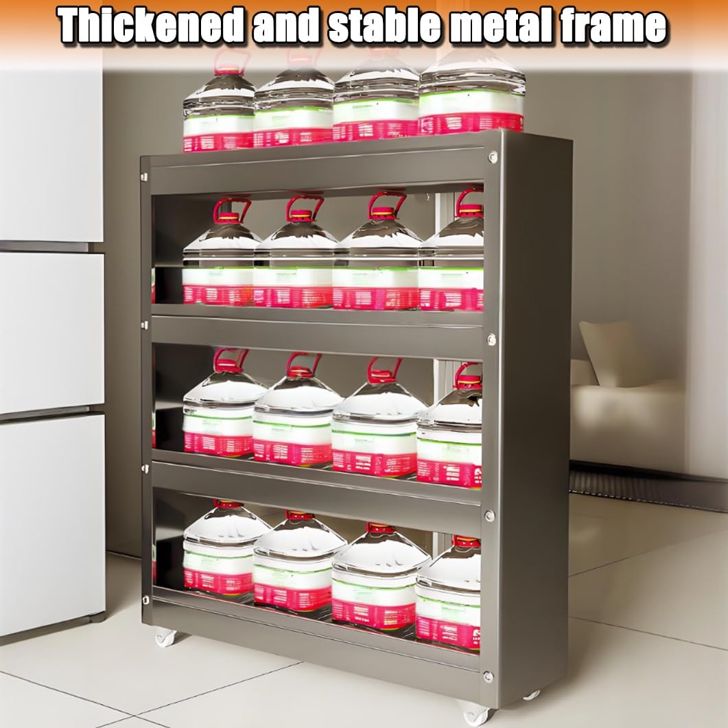 Carrito de almacenamiento de metal, carrito utilitario rodante con ruedas, organizador estrecho independiente para cocina y baño, ideal para espacios pequeños