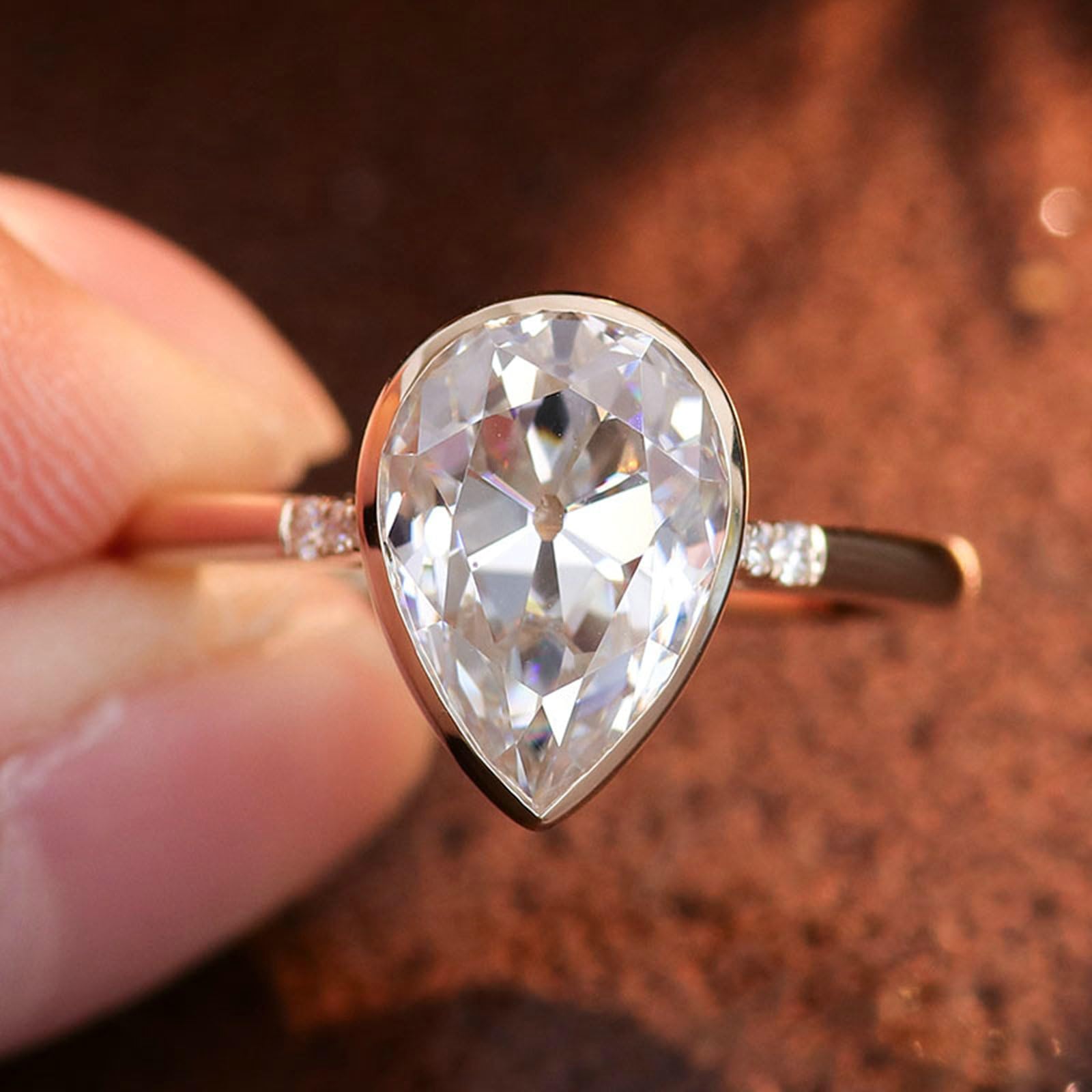 Obrączka ślubna damska, złota 750, 18 K, obrączka ślubna, pierścionki partnerskie, pierścionki przyjaźni, klasyczne inkrustowane moissanit 1 ct – 3 ct, pierścionki zaręczynowe dla kobiet