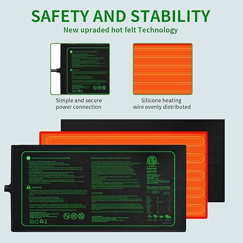 Miniatura 4 de Alfombrilla térmica para plantas de semillero con certificación ETL, almohadilla térmica hidropónica cálida para inicio de semillas, jardinería