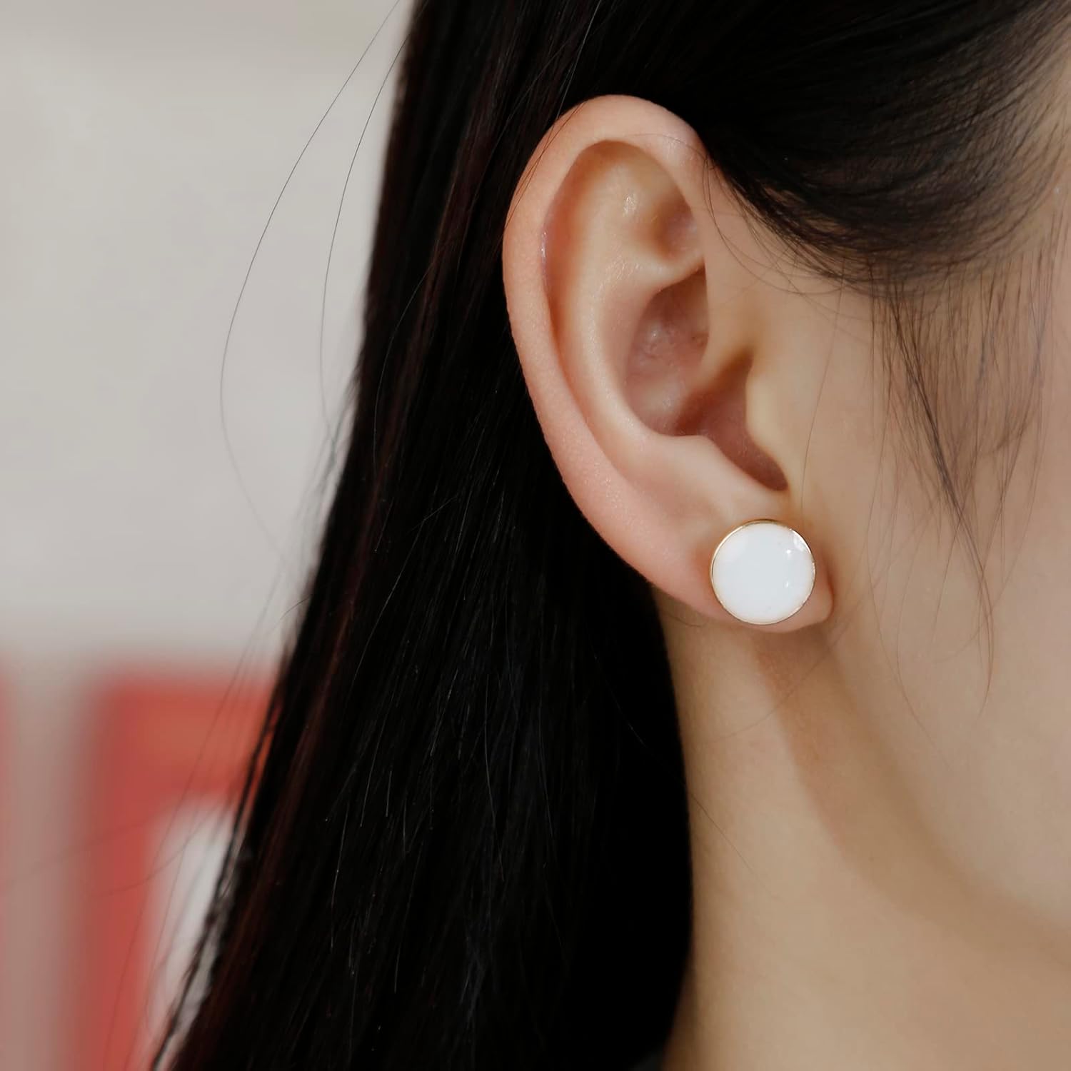 Small Square Stud Earrings for Women - Pure Color Enamel Button Post, Delicate Pierced Jewelry - Image 2