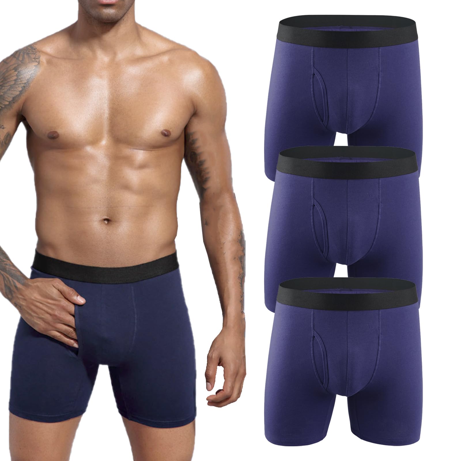 Wryhaul Men's 3Pcs-F Incontinence Underwear, Octipa Ultra-Absorbent Incontinence Boxer Briefs, Leak-Proof Boxer Briefs With Front Opening, Comfort And Leak-Proof, Washable & Reusable Panties (,Xl)