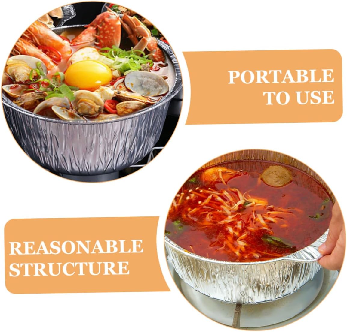 VANZACK 8pcs Recyclable Aluminum Foil Pots Lids for Freezer Air Fryer Oven BBQ Versatile Disposable Cooking Containers for Camping and Travel