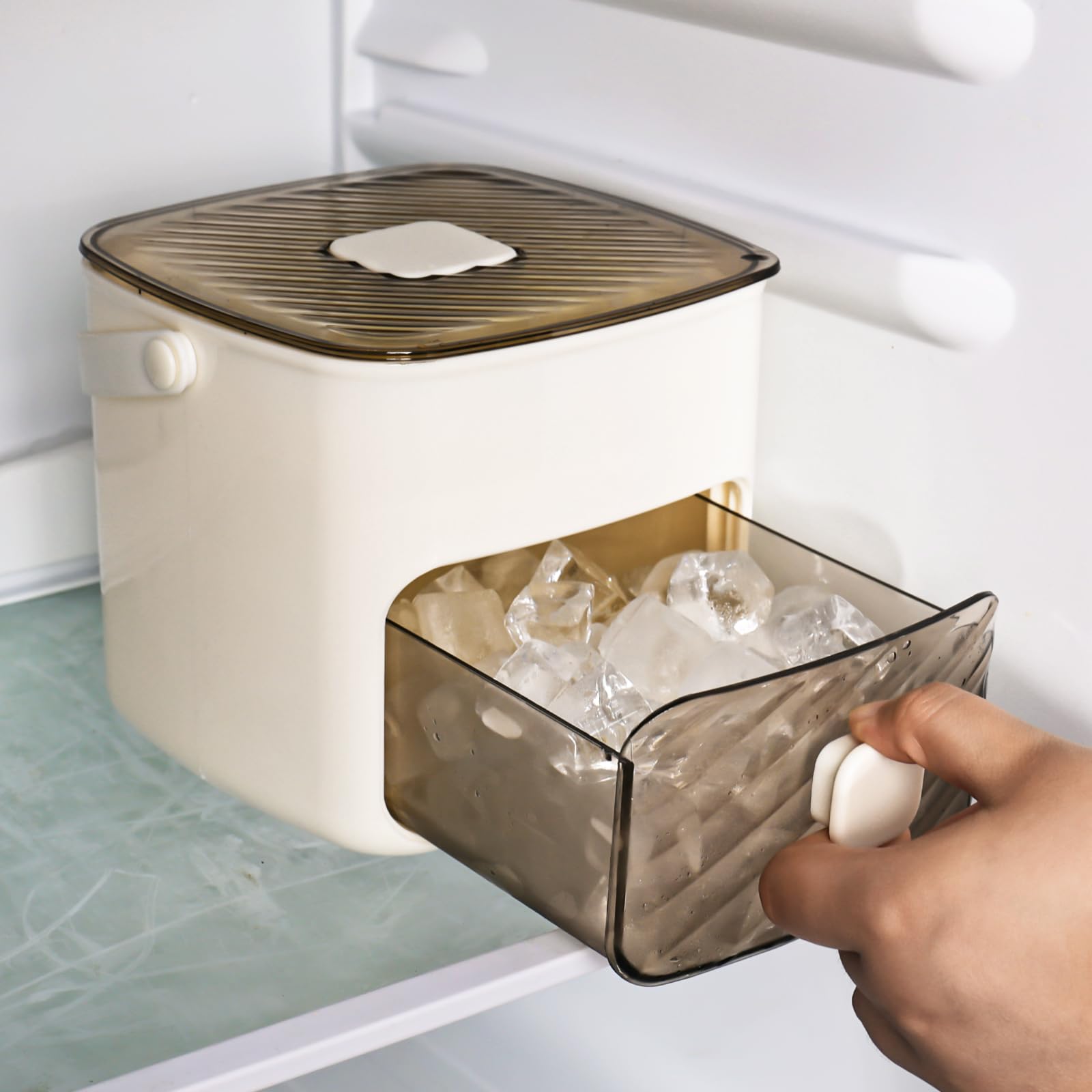Macchina per il ghiaccio da banco, rilascia tutti i cubetti di ghiaccio in un secondo, vassoi per 48 cubetti di ghiaccio con manico, pinze e cestino, portatile. per casa/ufficio/bar
