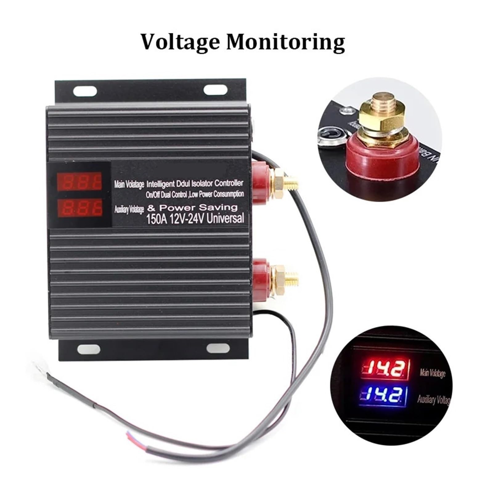 Interruptor de corte de la batería Relé de voltaje de 150 AMP, 12 V/24 V for batería de automóvil, camión, ATV, controlador de arranque, interruptor de encendido, carga, aislador inteligente de baterí