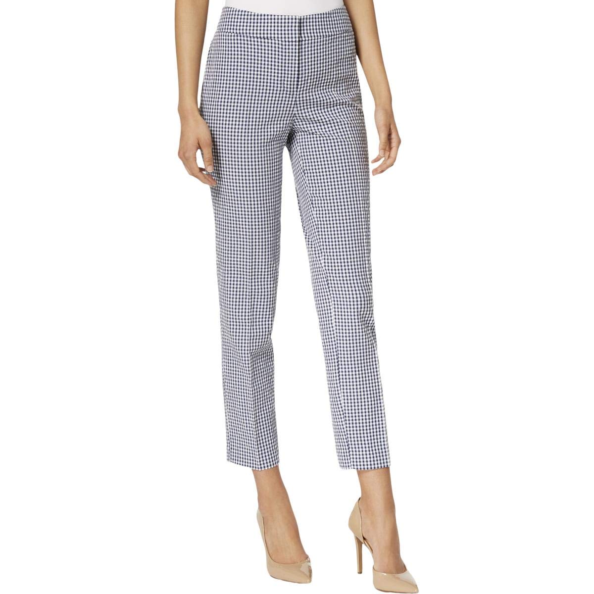 Nine West Womens Gingham-Print Ankle Pants