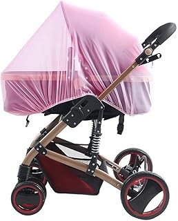 Baby Stroller Mosquito Bug Net Insect Netting Cover 59" Large Size for Pram, Buggy, Infant Carriers, Car Seats, Cradles, Cribs, Bassinets, Playpens, Baby Stroller Bed Full Mesh Cover (Pink)