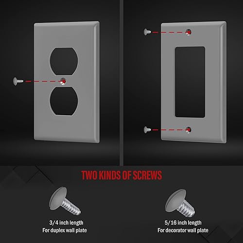 Miniatura 3 de ENERLITES Tornillos de repuesto para placa de pared decorativa, tornillos de cabeza ovalada de 516 pulgadas de longitud, acabado brillante pintado,