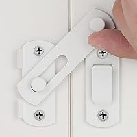 Vista 23 de Paquete de 5 pestillos abatibles de 90° blanco mate, pestillo de puerta de ángulo recto de alta calidad para máxima privacidad y seguridad