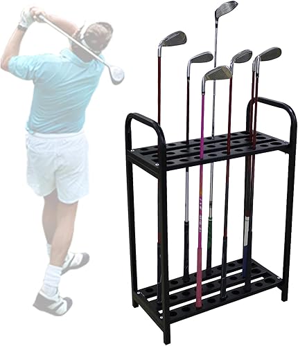 Miniatura 3 de Soporte de canastón de golf, organizador de palos de golf de metal, estante de exhibición, juego de palos de golf, estante de canastero de golf para