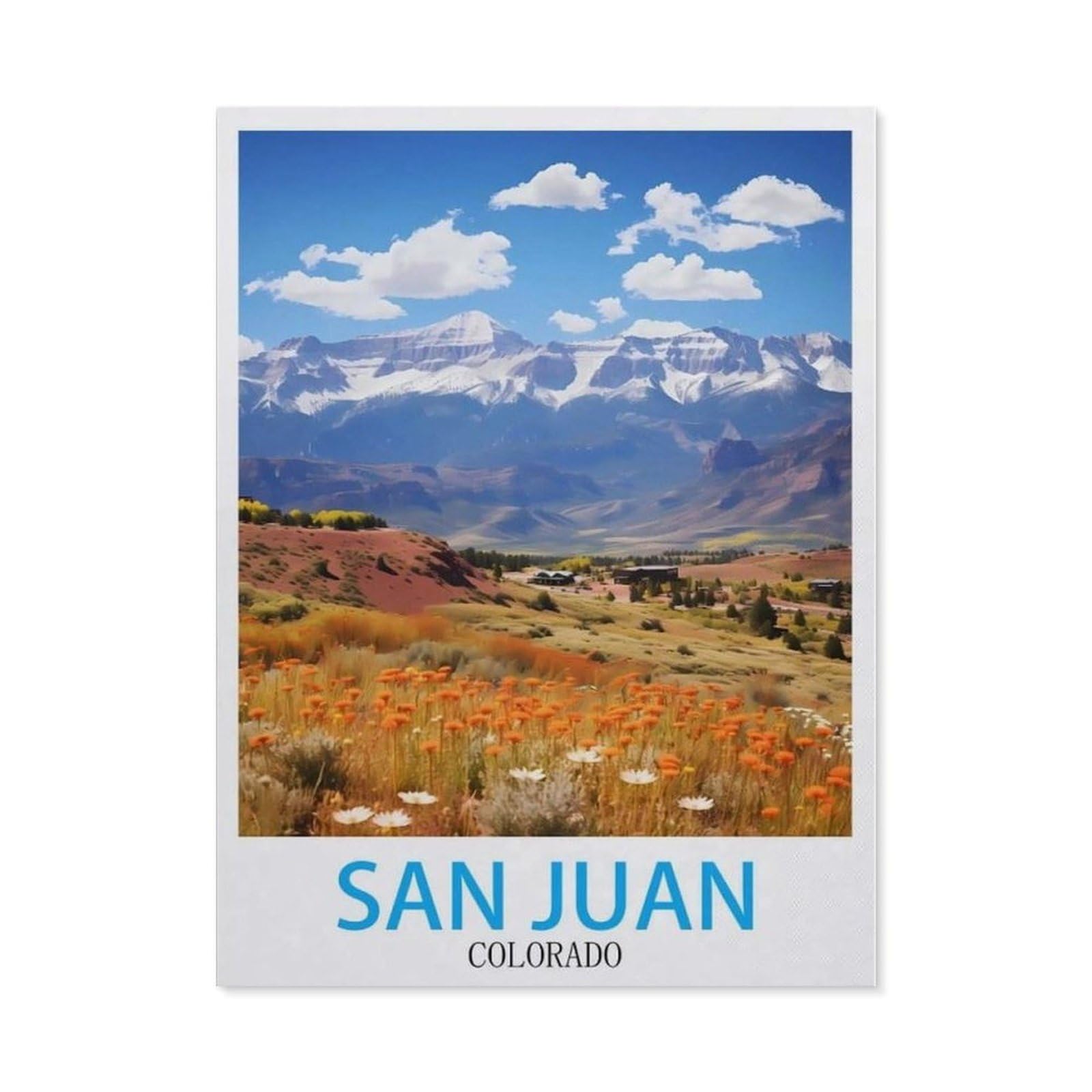 Beayodkp （30 X 40 Cm/11.81 X 15.74 Inches） San Juan Colorado Vintage Travel Posters，Diamond Art Kits For Adults And Kids, Full Drill Round Rhinestone Paint With Diamonds-Ch49