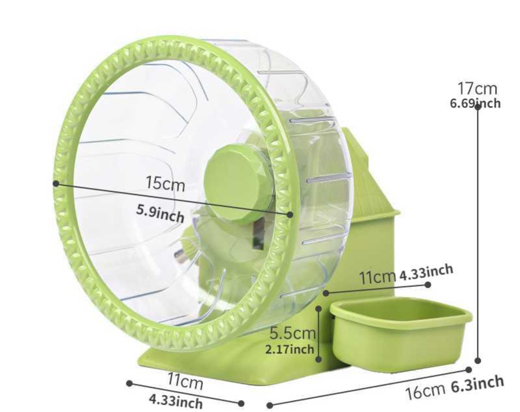 4 in 1 Quiet Hamster Running Spinner Wheel Multi Functional Hamster House with Water Bottle, Food Bowl and Hideout Small Animals Exercise Running Toys for Hamsters Gerbils Mice (Pink,5.9inch)