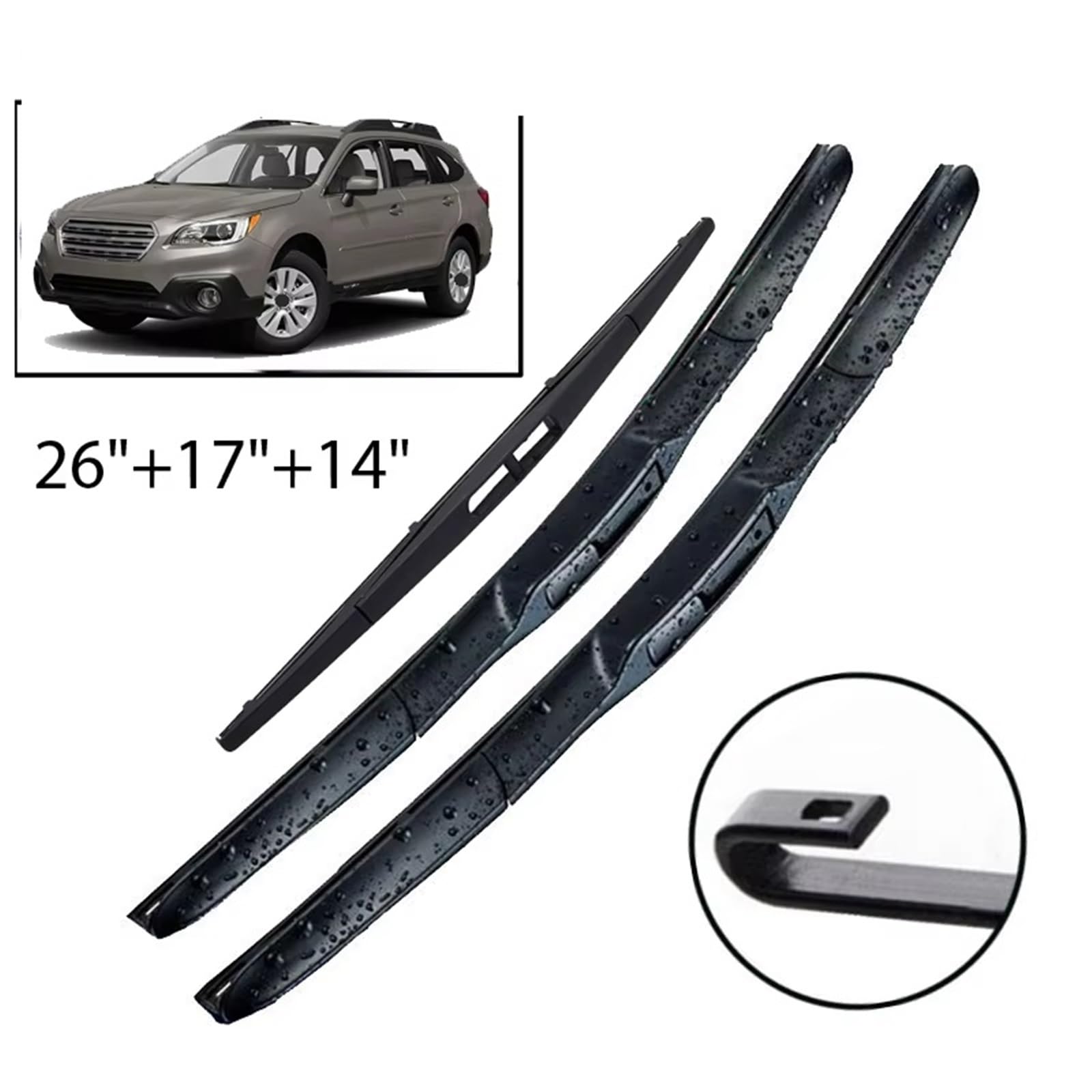 Tergicristallo Compatibile Con Subaru Per Outback MK5 2014 2015 2016 2017 2018 2019 LHD Spazzole Tergicristallo Anteriori E Posteriori Set Finestrino 26 "+17" + 14 "