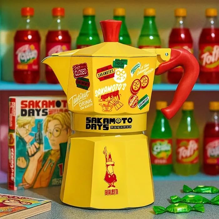 BIALETTI SAKAMOTO DAYS Moka Express Yellow for 3 Cup Open Fire Type (Coffeemaker, Espresso Maker, Maker, Makinetta)