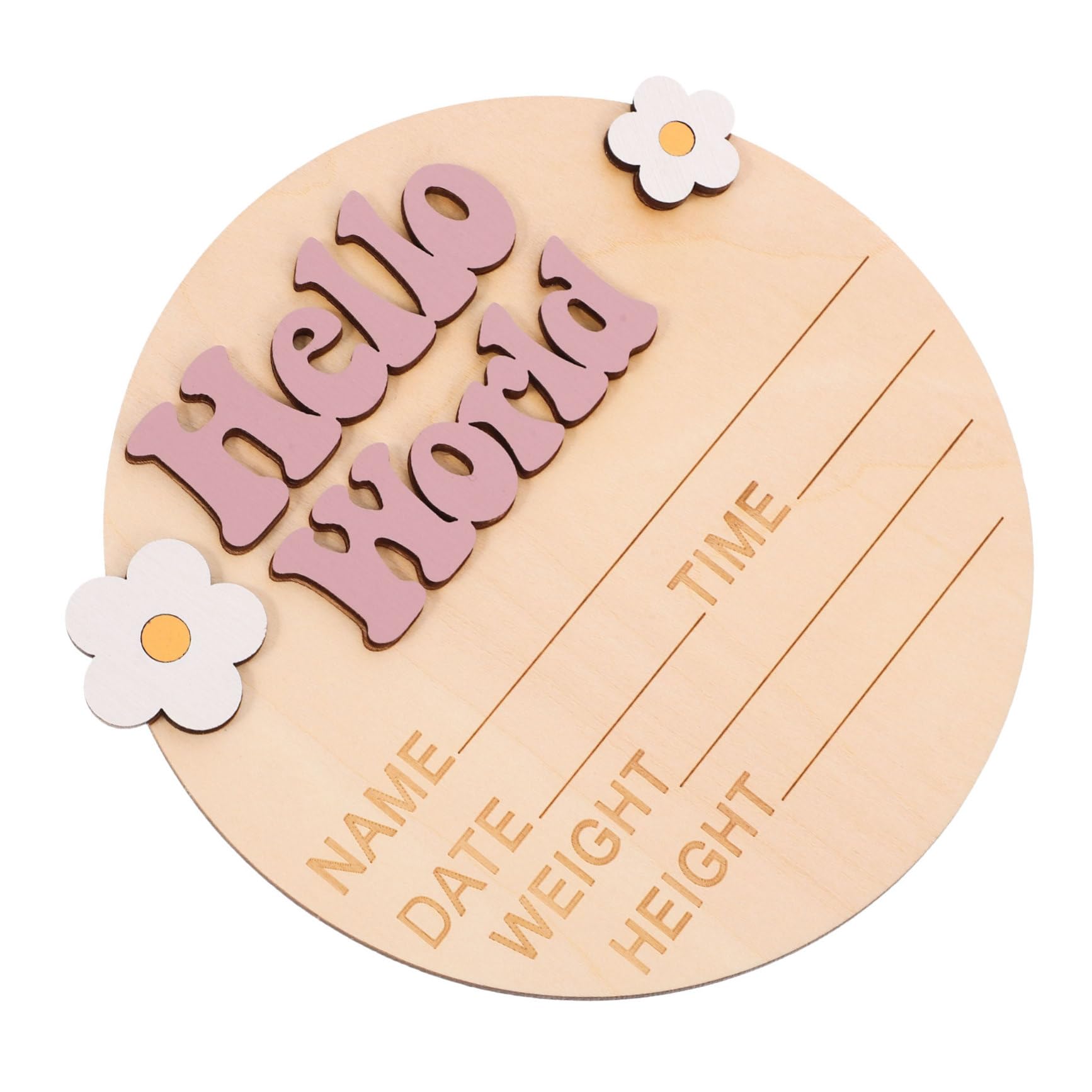 BESTonZON Baby Birth Sign Milestone Wood Plaque Welcome Sign Baby Newborn Announcement Nursery Decorative Sign