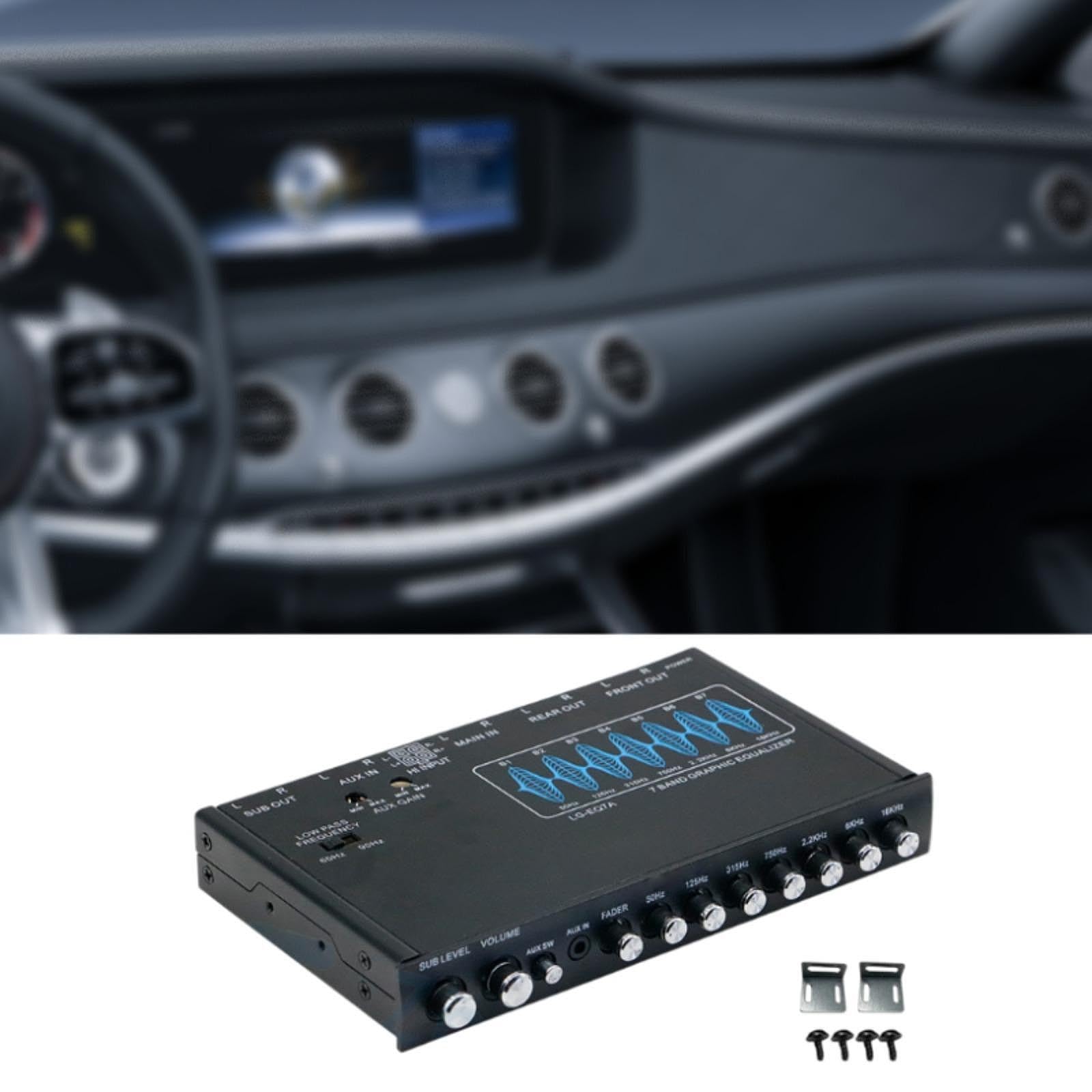 Qianly Ecualizador de Audio para Coche de 7 Bandas, Color Negro, Resistente, de Metal, DSP de Frecuencia Ajustable.