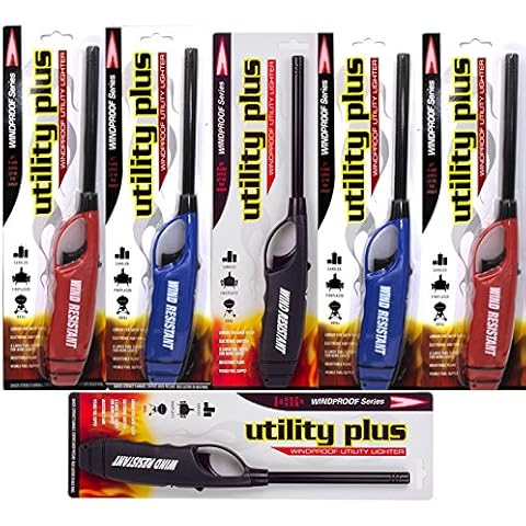 Elite Brands USA Windproof Multipurpose Long Neck Lighters, Ideal for Camping Hiking BBQ Grilling Fireplace Outdoor, Utility Lighters, Value Pack of 6 Cover