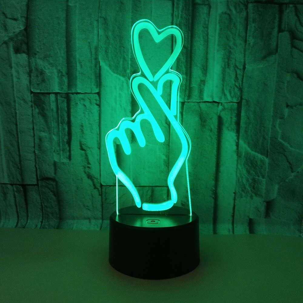 3D Hantel LED Lampe – 7 Farbwechsel, Touch-Bedienung, USB-betrieben, Nachtlicht