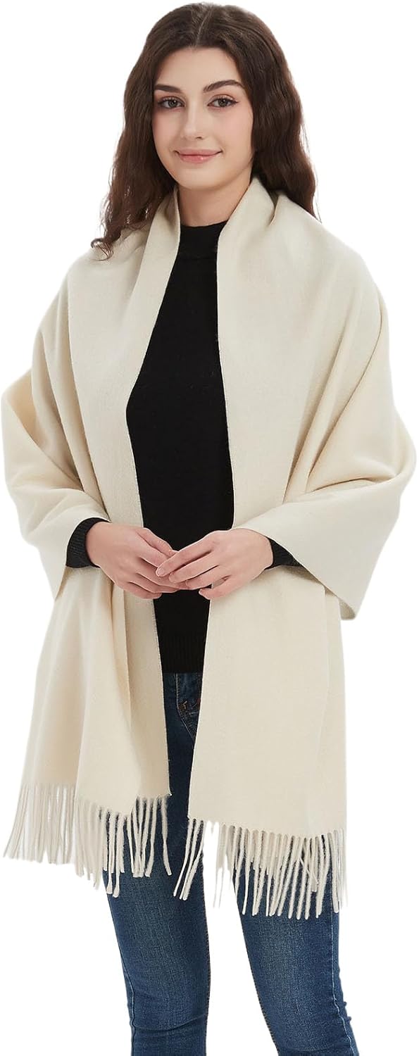 Novawo Wool Shawl Large Thick Pashmina Travel Blanket Scarf Winter Wraps for Women - Image 2