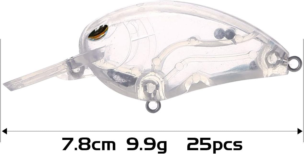 25pcs Lure Blanks,Unpainted Fishing Lures Blank Minnow Crankbaits Hard Bait Bodies Set 7.8cm 9.9g