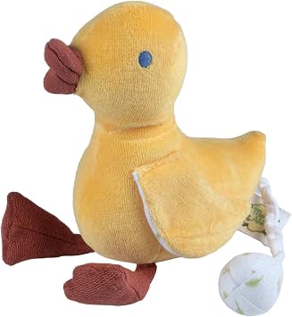 Tikiri Tara the Duck Musical Plush Toy Organic Baby Lullaby Soother | Soft OCS100 Certified Plush Duck with Pull-Tail Music Box | BPA-Free, Non-Toxic, Eco-Friendly Newborn Comfort Toy 0+ Months