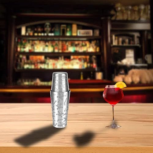 Miniatura 4 de Boston Shaker - Lata de acero inoxidable con patrón grabado  coctelera de 2 piezas con peso de 18 onzas y 28 onzas, kit de coctelera de Martini para