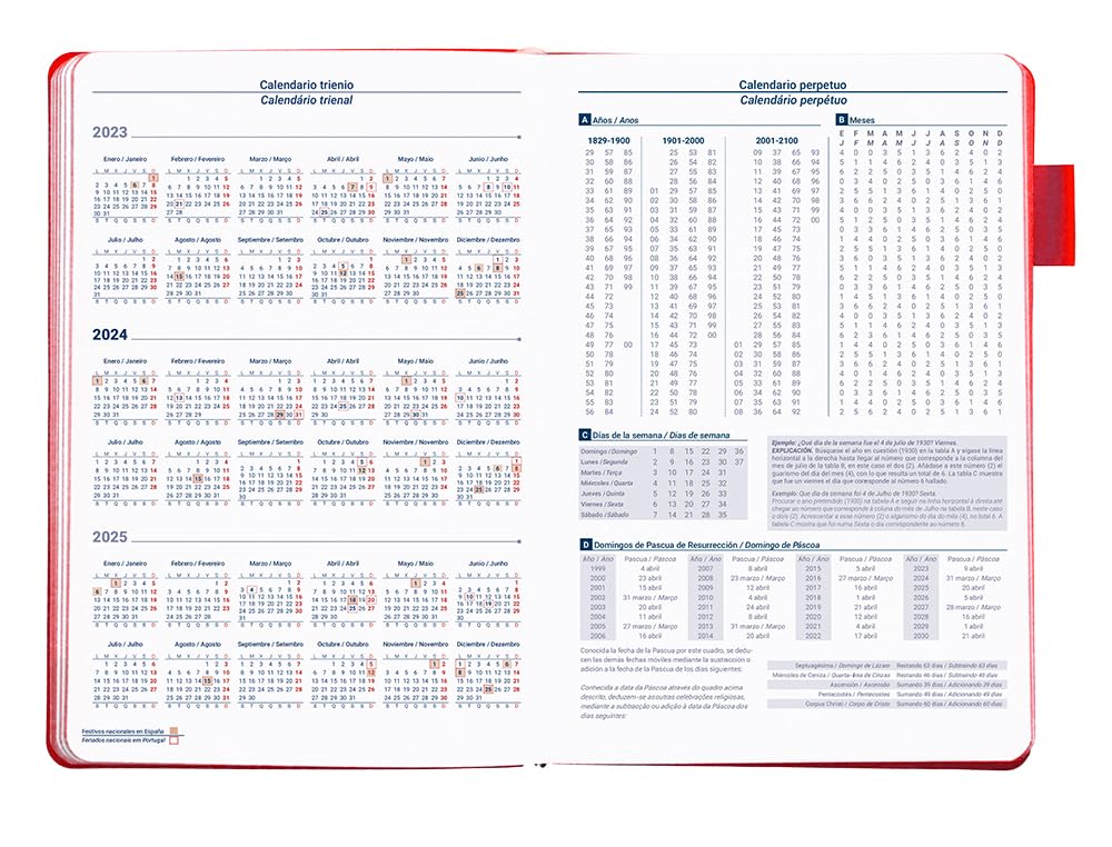 Liderpapel Sifnos Bound Diary A5 2024 Day Page Red Paper 70 g - Image 3