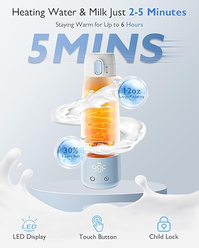 Miniatura 3 de Calentador de biberones portátil para leche materna calentador de leche para bebés con control de temperatura LED Smart Touch  Botella térmica