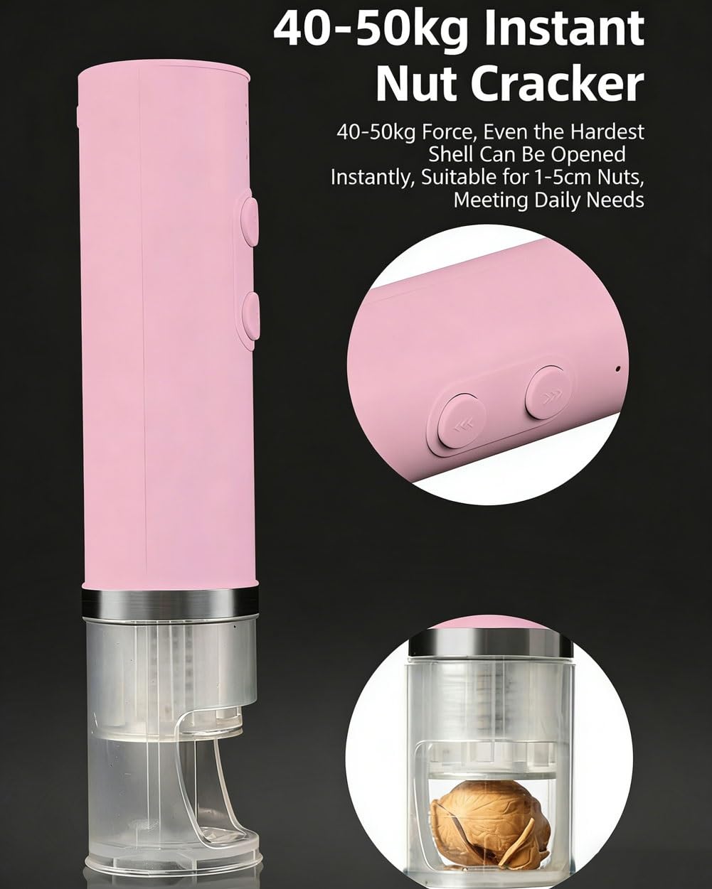 Casse-noix électrique automatique pour noix, noix de pécan, amandes, résistance 40-50 kg, outil anti-éclaboussures à 360°