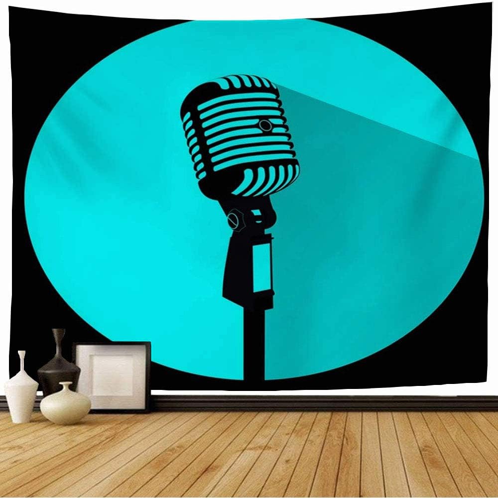 Tapestry Karaoke Vintage Black Silhouette Retro Stage
