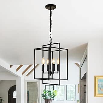 Black 4-Light Modern Farmhouse Chandelier
