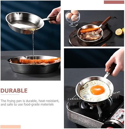 Miniatura 5 de Cabilock Sartén pequeña para huevos, 5 unidades, mini sartén de acero inoxidable, sartén antiadherente para freír huevos, sartén de calentamiento de