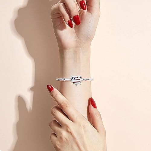 Miniatura 4 de KunBead Dijes de cuentas del día de la independencia de la bandera estadounidense compatibles con pulseras Pandora, Cobre, vidrio