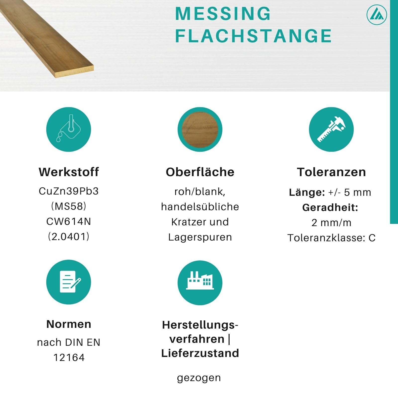 Messing Flachstange Brass Flat Plain 20 x 10 mm x 1.000 mm