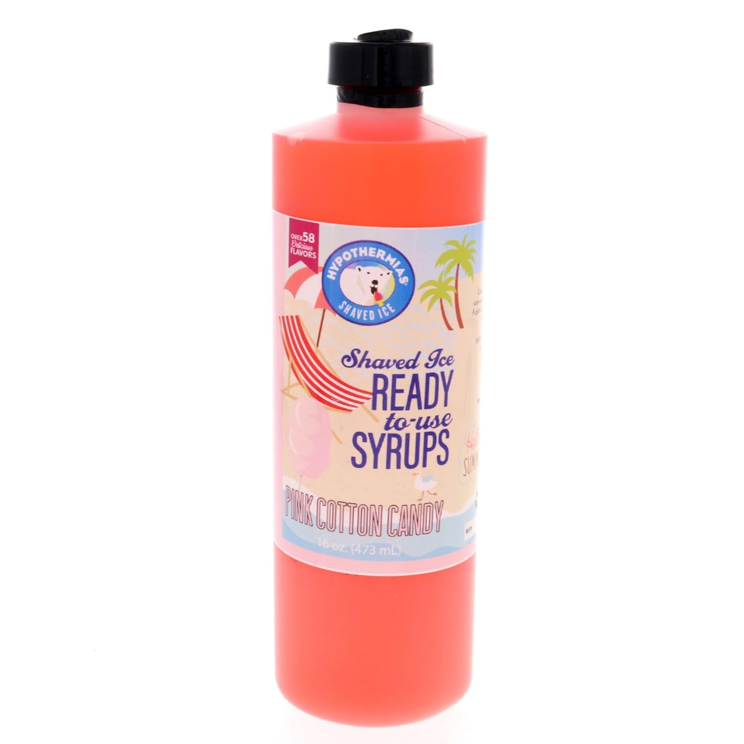 Hypothermias Shaved Ice & Snow Cone Syrup Variety Pack - 6 Pints (16 Fl. Oz.) - Tiger's Blood, Blue Raspberry, Lemon, Orange, Wedding Cake & Pink Cotton Candy - Non-GMO 100% Pure Cane Sugar