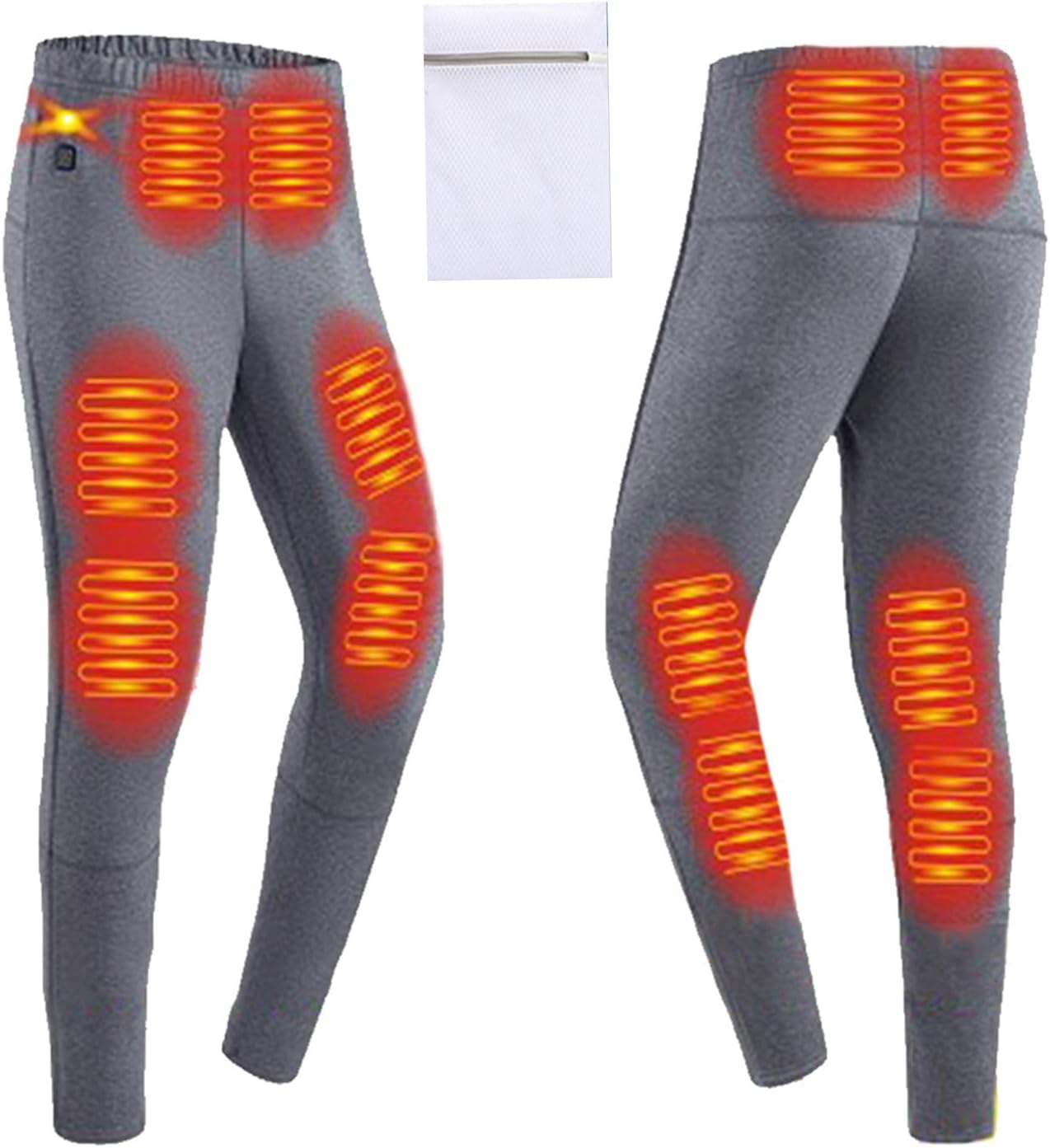 Men's Heated Underwear Bottom Electric Heated Velvet Thermal Pants with 12 Heating Zones for Winter Outdoor Skiing