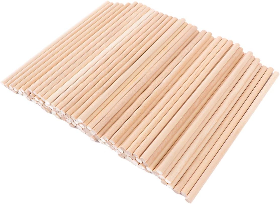 TOYANDONA Round Wood Dowel Rods 100Pcs 6 Inch X 0.2 Inch Smooth Wooden Sticks for DIY Craft Projects Model Building and Woodworking Materials