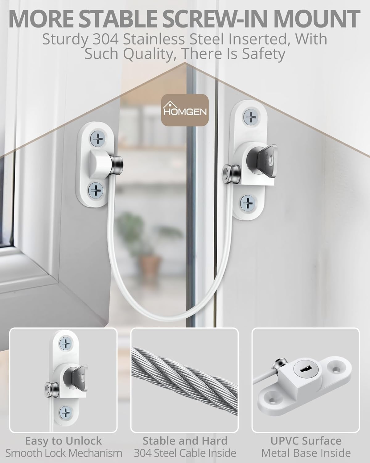 HOMGEN Window Open Restrictors Popular 20pcs Window Restrictors Locks Baby Security Window Locks Window Restrictor for Upvc Safety Window Locks with Screws &Keys Perfect for Windows - Image 3