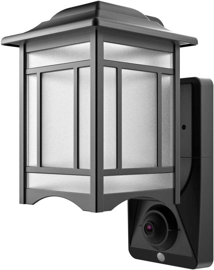 Tepoinn Outdoor Security Light, Lamp Camera WiFi Security Wall Light with Motion Sensor for Home 1080P HD Video Front Porch Lights