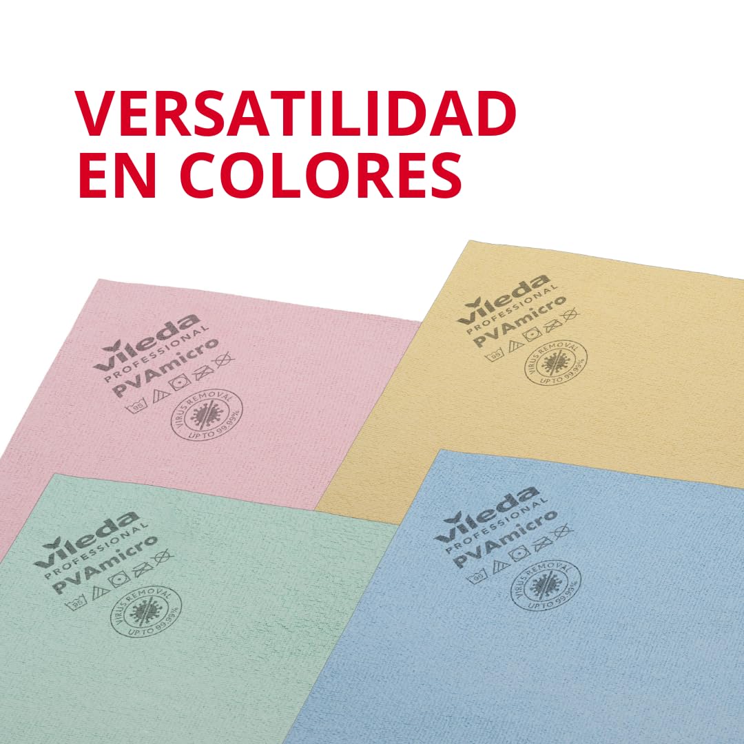 VILEDA Professional | Bayeta PVAmicro. PVA y Microfibra, color Azul, 38 x 35cm - Caja 20 paquetes x 5 uds