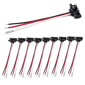 TMH Right Angle 3 Wire Pigtail Trailer Lights Stop Turn Tail Brake Backup Light Harness 3 Pin Prong Plug Molded for Truck Trailer Lorry RV Pack of 10