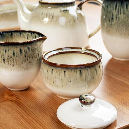 Gothic Reactive Glaze Ceramic Milk & Sugar Set - Stylish Creamer and Serving Bowl Jug - Image 2