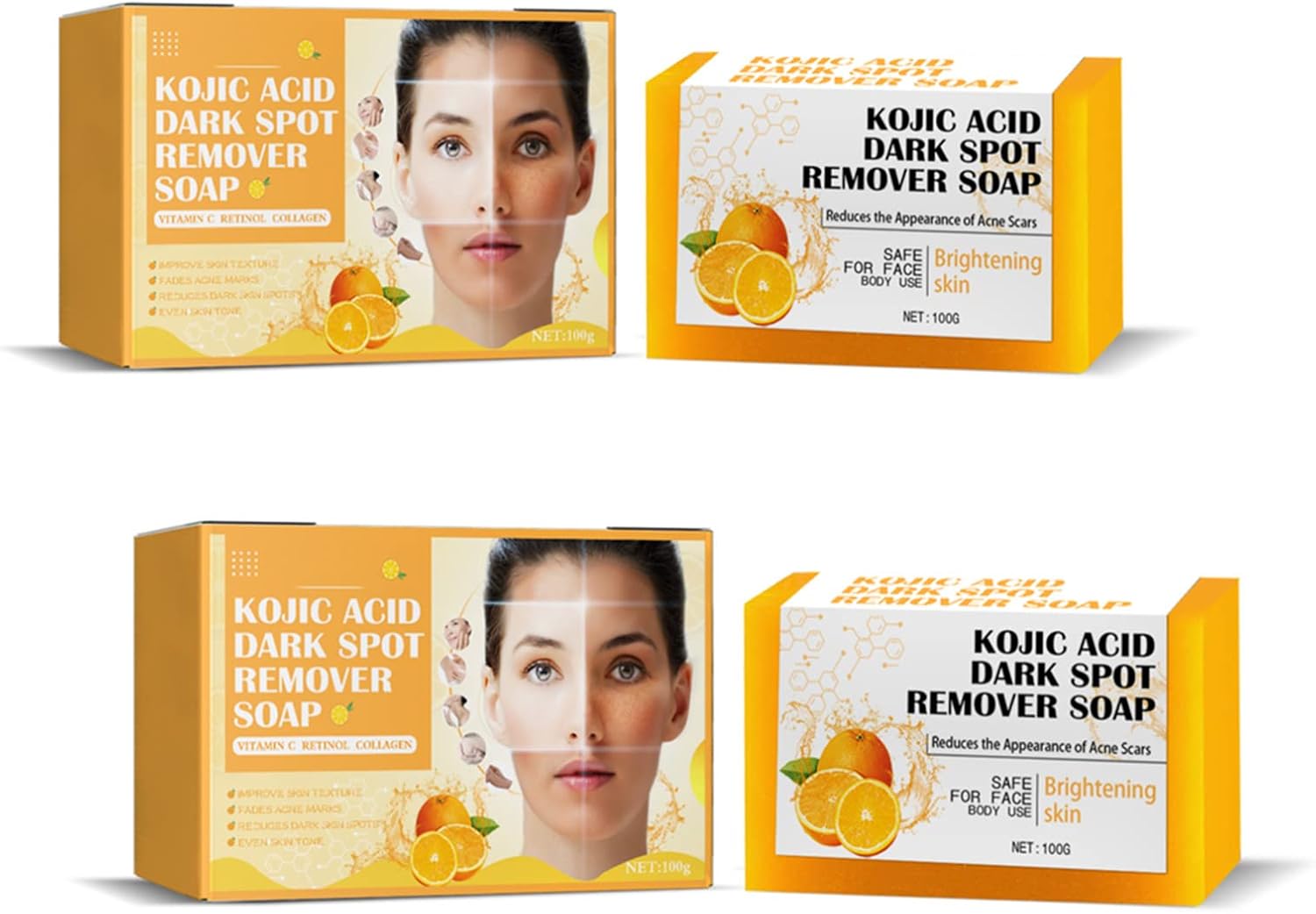 Kojic Acid Soap 2 Bars Dark Spot Remover Soap, Skin Lightening Soap Bath Soap, Fades Age Spots