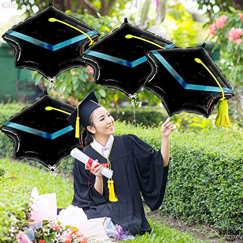 Image of Graduation Decorations 2026 | Big Graduation Cap Balloon - 22 Inch, Pack of 4 | graduation Balloons, Grad Hat for Graduations Decorations Class of 2026 | Grad Foil Balloons, KatchOn
