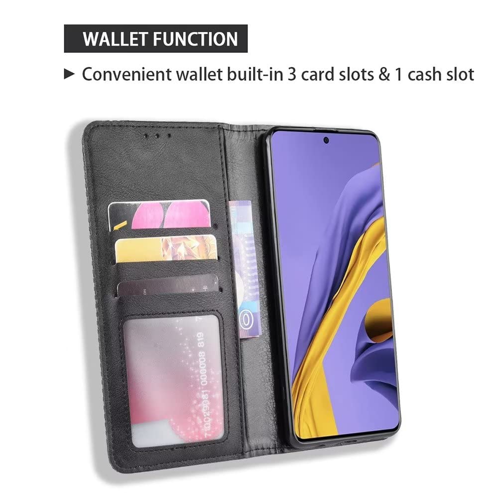 EASSGU Custodia Portafoglio In Pelle PU Per OPPO A9 2020 / A5 2020 – Flip Cover Con 3 Slot Carte E Magnete – Blu - 3