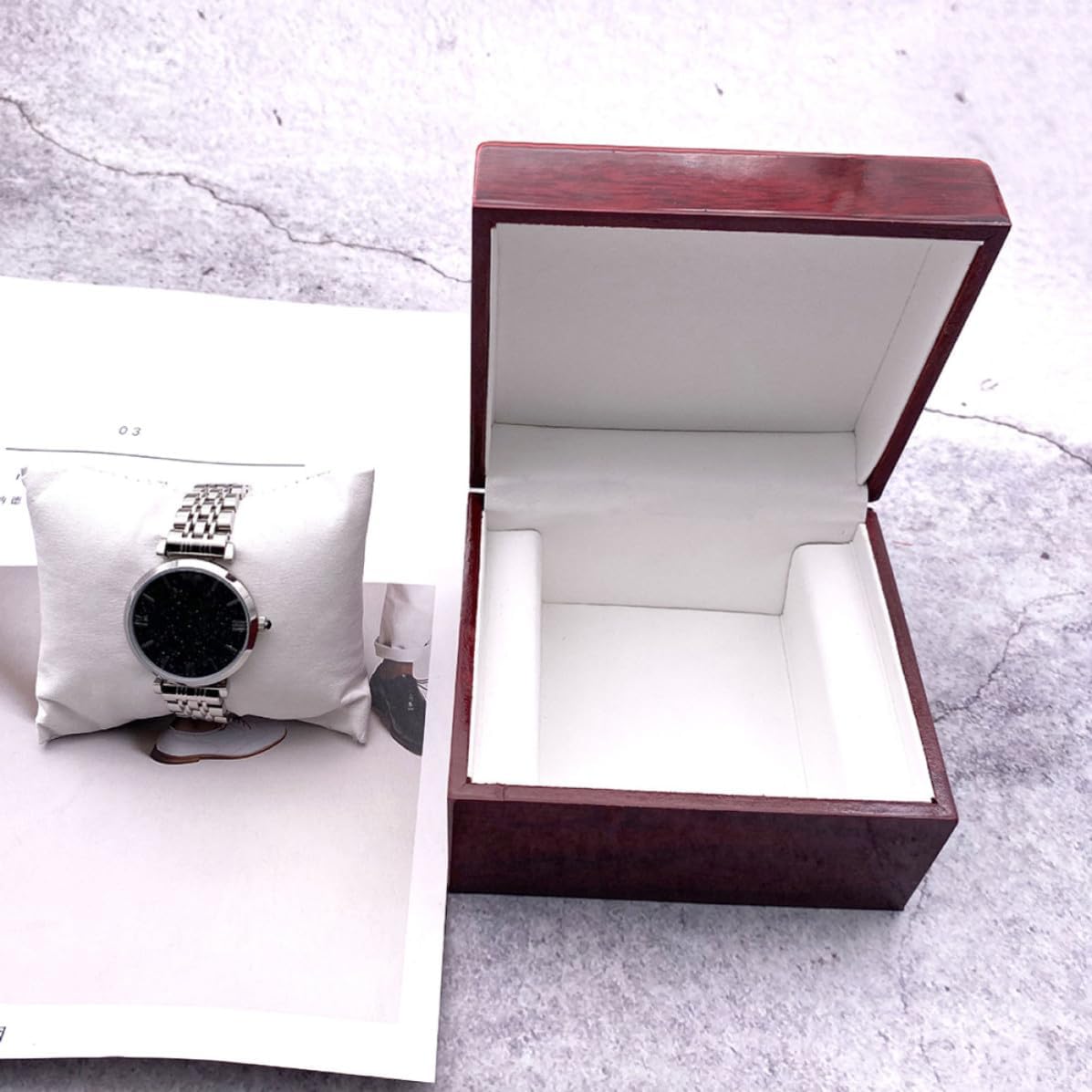 Homoyoyo 2pcs Jewelry Box and Watch Case Storage Box Painted Wooden image 3